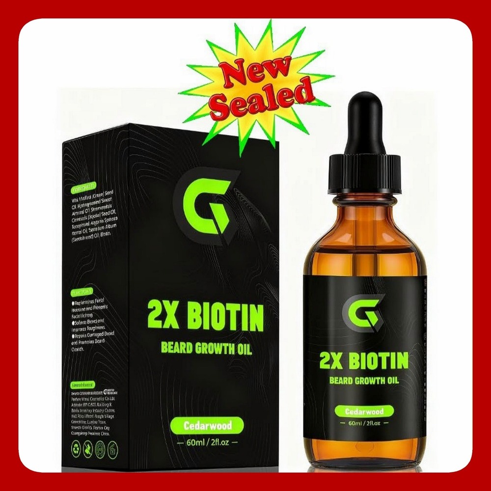 Biotin 2X Beard Growth Oil Men Natural Organic Standard Size One New Retro‎
